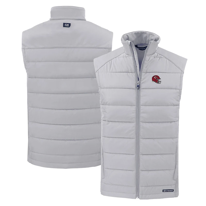Men's Cutter & Buck Gray Kansas City Chiefs Helmet Evoke Hybrid Eco Softshell Recycled Full-Zip Vest