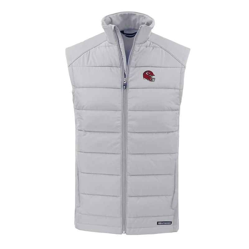 Men's Cutter & Buck Gray Kansas City Chiefs Helmet Evoke Hybrid Eco Softshell Recycled Full-Zip Vest