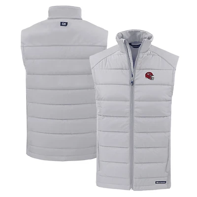 Men's Cutter & Buck Gray Kansas City Chiefs Helmet Evoke Hybrid Eco Softshell Recycled Full-Zip Vest
