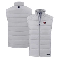 Men's Cutter & Buck Gray Kansas City Chiefs Helmet Evoke Hybrid Eco Softshell Recycled Full-Zip Vest