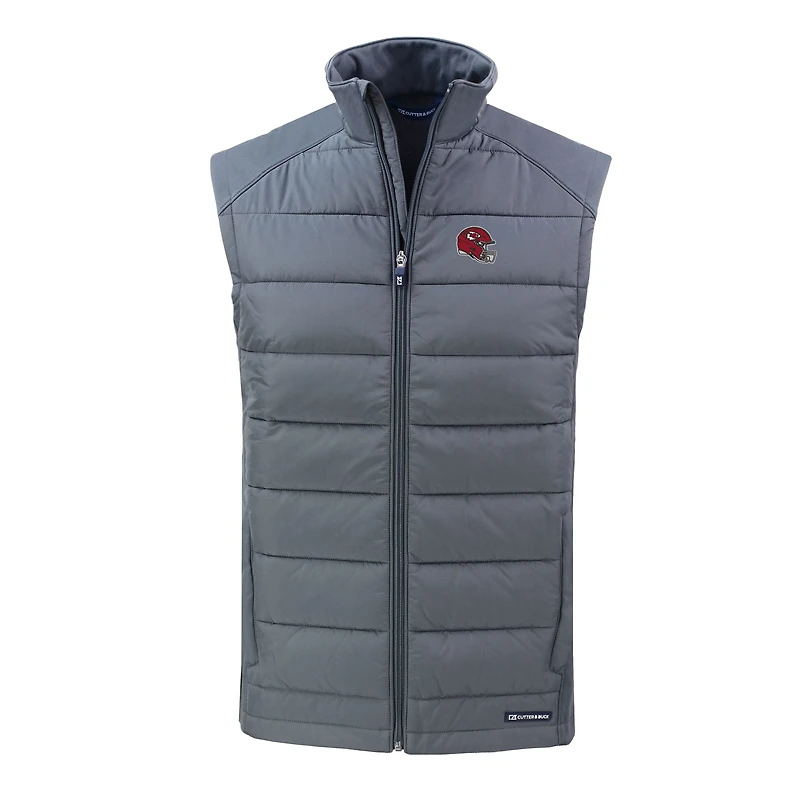 Men's Cutter & Buck Gray Kansas City Chiefs Helmet Evoke Hybrid Eco Softshell Recycled Full-Zip Vest