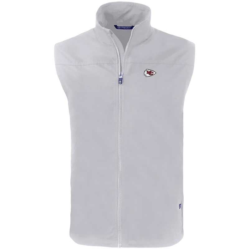 Men's Cutter & Buck Gray Kansas City Chiefs Primary Mark Eco Recycled Full-Zip Vest