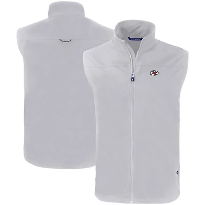 Men's Cutter & Buck Gray Kansas City Chiefs Primary Mark Eco Recycled Full-Zip Vest