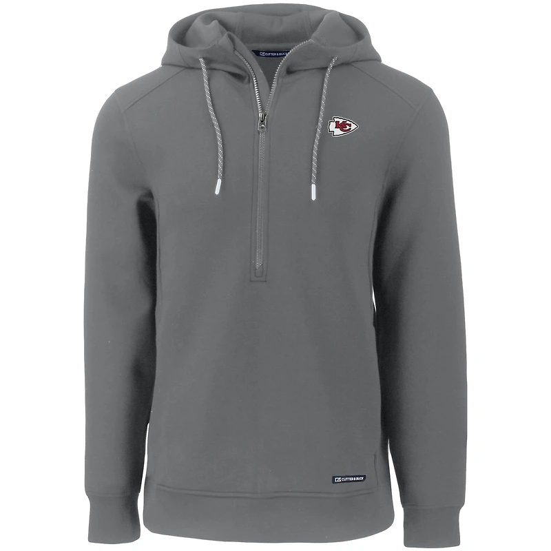 Sweat à capuche demi-zippé recyclé Mark Roam pour homme, gris, Cutter & Buck, Kansas City Chiefs