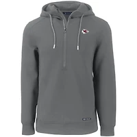 Sweat à capuche demi-zippé recyclé Mark Roam pour homme, gris, Cutter & Buck, Kansas City Chiefs