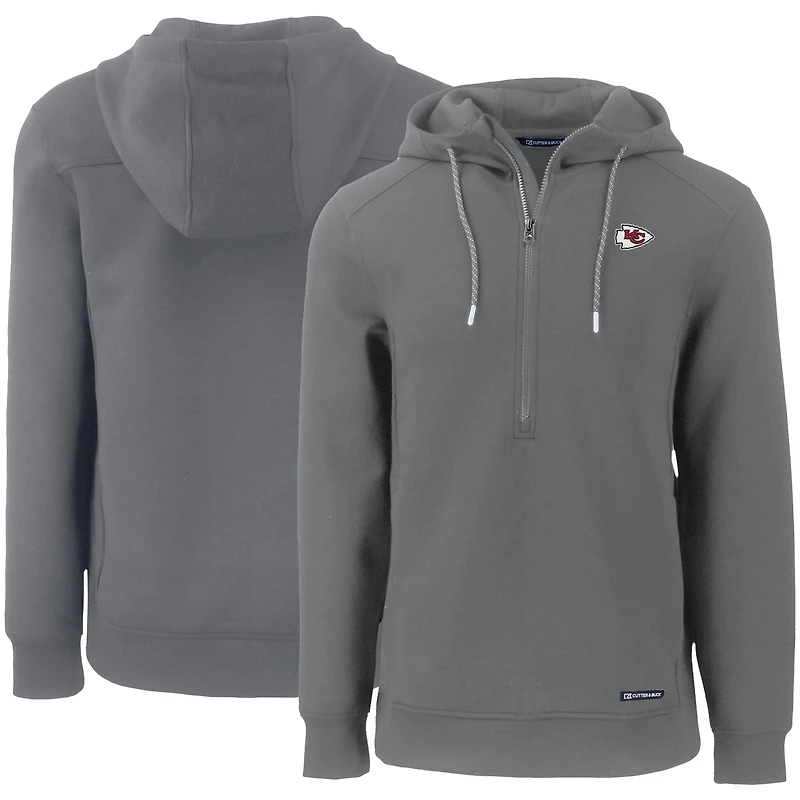 Sweat à capuche demi-zippé recyclé Mark Roam pour homme, gris, Cutter & Buck, Kansas City Chiefs