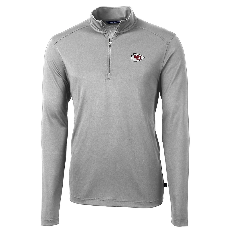 Men's Cutter & Buck Kansas City Chiefs Virtue Eco Pique Recycled Quarter-Zip Pullover Jacket
