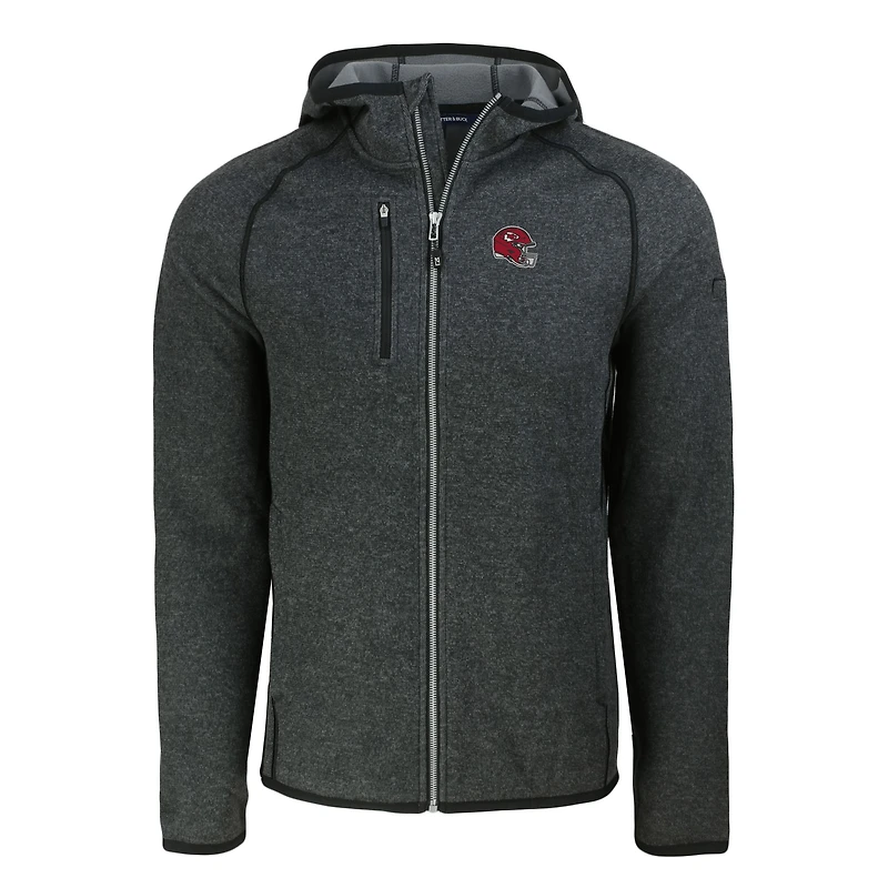 Sweat à capuche zippé en tricot pour homme Cutter & Buck Heather Charcoal Kansas City Chiefs Helmet Mainsail