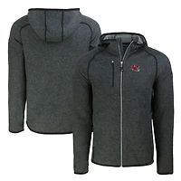 Sweat à capuche zippé en tricot pour homme Cutter & Buck Heather Charcoal Kansas City Chiefs Helmet Mainsail