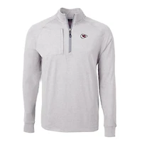 Pull-over zippé quart de tour en tricot écologique Adapt pour homme, gris chiné, des Kansas City Chiefs, Cutter & Buck