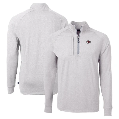 Pull-over zippé quart de tour en tricot écologique Adapt pour homme, gris chiné, des Kansas City Chiefs, Cutter & Buck