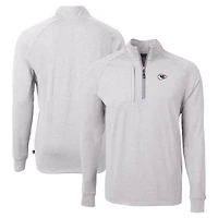 Pull-over zippé quart de tour en tricot écologique Adapt pour homme, gris chiné, des Kansas City Chiefs, Cutter & Buck