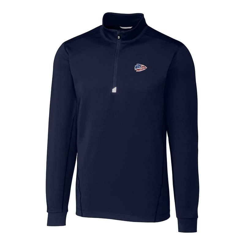 Pull-over extensible à quart de zip pour homme, bleu marine, Cutter & Buck, Kansas City Chiefs, grandes tailles