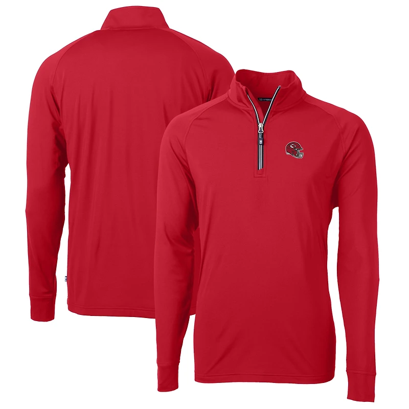 Men's Cutter & Buck Red Kansas City Chiefs Helmet Adapt Eco Knit Stretch Recycled Quarter-Zip Pullover Top