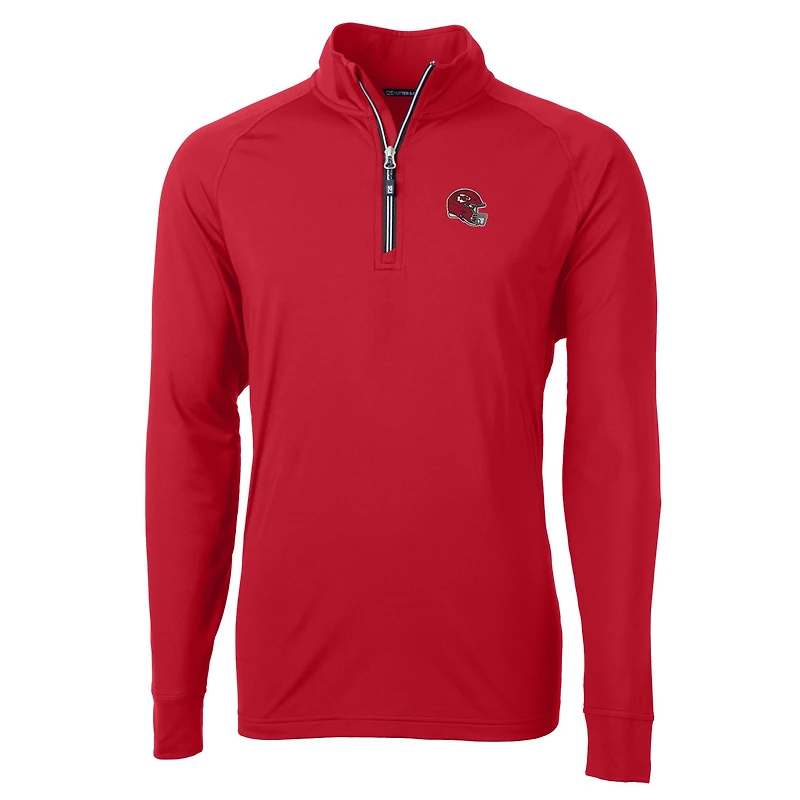 Men's Cutter & Buck Red Kansas City Chiefs Helmet Adapt Eco Knit Stretch Recycled Quarter-Zip Pullover Top