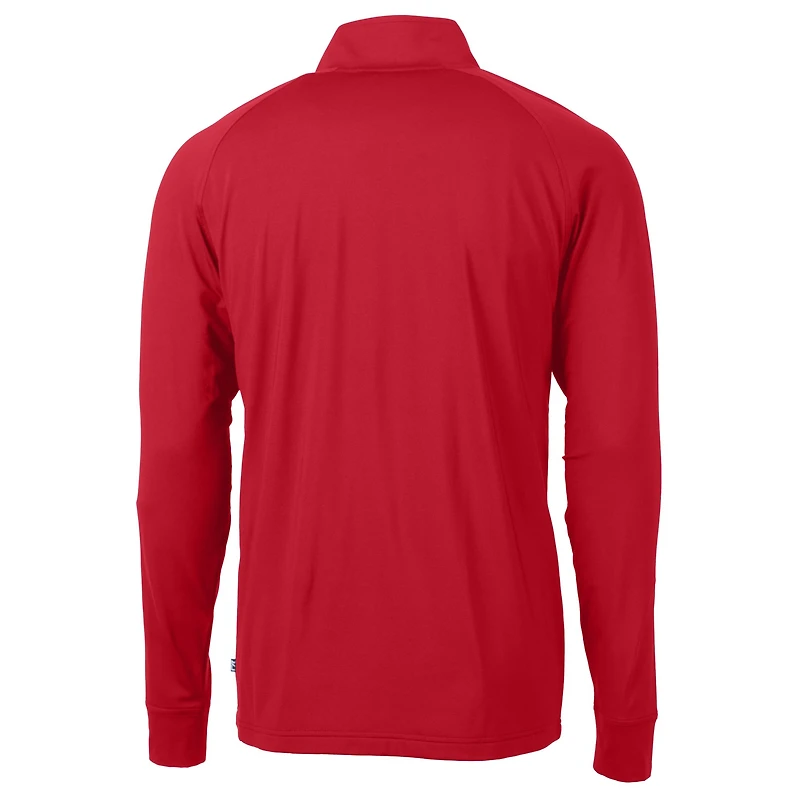 Men's Cutter & Buck Red Kansas City Chiefs Helmet Adapt Eco Knit Stretch Recycled Quarter-Zip Pullover Top