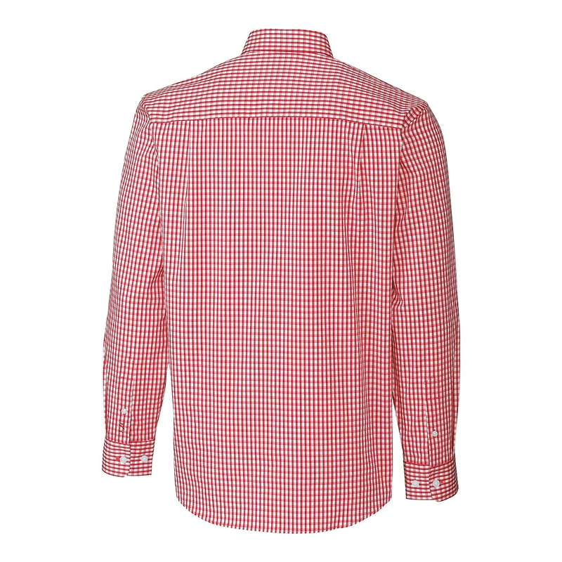 Men's Cutter & Buck  Red Kansas City Chiefs Helmet Easy Care Stretch Gingham Long Sleeve Button-Down Shirt
