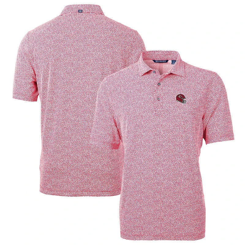 Polo recyclé à imprimé botanique et éco-piqué pour homme, rouge, Cutter & Buck, Kansas City Chiefs, casque Virtue