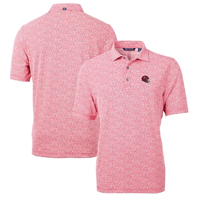 Men's Cutter & Buck Red Kansas City Chiefs Helmet Virtue Eco Pique Botanical Print Recycled Polo