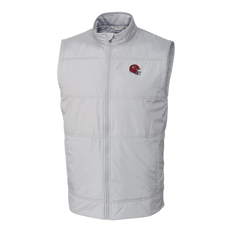 Men's Cutter & Buck  Silver Kansas City Chiefs Helmet Stealth Hybrid Quilted Windbreaker Full-Zip Vest
