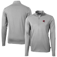 Men's Cutter & Buck  Silver Kansas City Chiefs Helmet Virtue Eco Pique Recycled Quarter-Zip Pullover Top