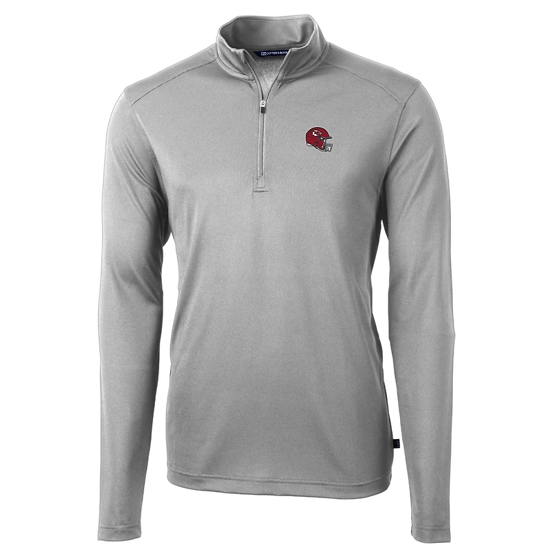 Men's Cutter & Buck  Silver Kansas City Chiefs Helmet Virtue Eco Pique Recycled Quarter-Zip Pullover Top