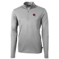 Men's Cutter & Buck  Silver Kansas City Chiefs Helmet Virtue Eco Pique Recycled Quarter-Zip Pullover Top