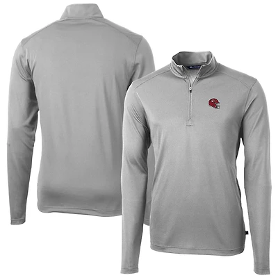 Men's Cutter & Buck  Silver Kansas City Chiefs Helmet Virtue Eco Pique Recycled Quarter-Zip Pullover Top