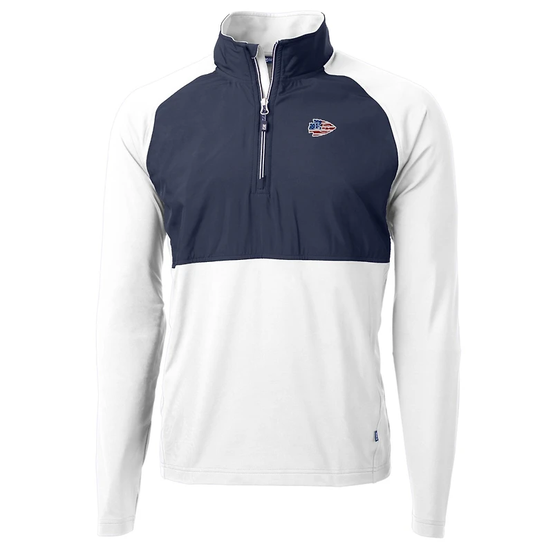Men's Cutter & Buck White Kansas City Chiefs Adapt Eco Knit Hybrid Recycled Quarter-Zip Pullover Top