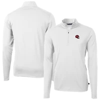 Pull-over zippé quart de tour en piqué écologique recyclé pour homme, blanc, avec casque des Chiefs Kansas City, Cutter & Buck