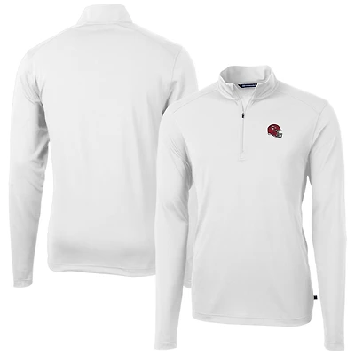 Pull-over zippé quart de tour en piqué écologique recyclé pour homme, blanc, avec casque des Chiefs Kansas City, Cutter & Buck
