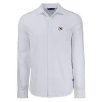 Men's Cutter & Buck White Kansas City Chiefs Knitted Advantage Tri-Blend Eco Soft Pique Long Sleeve Button-Up Shirt