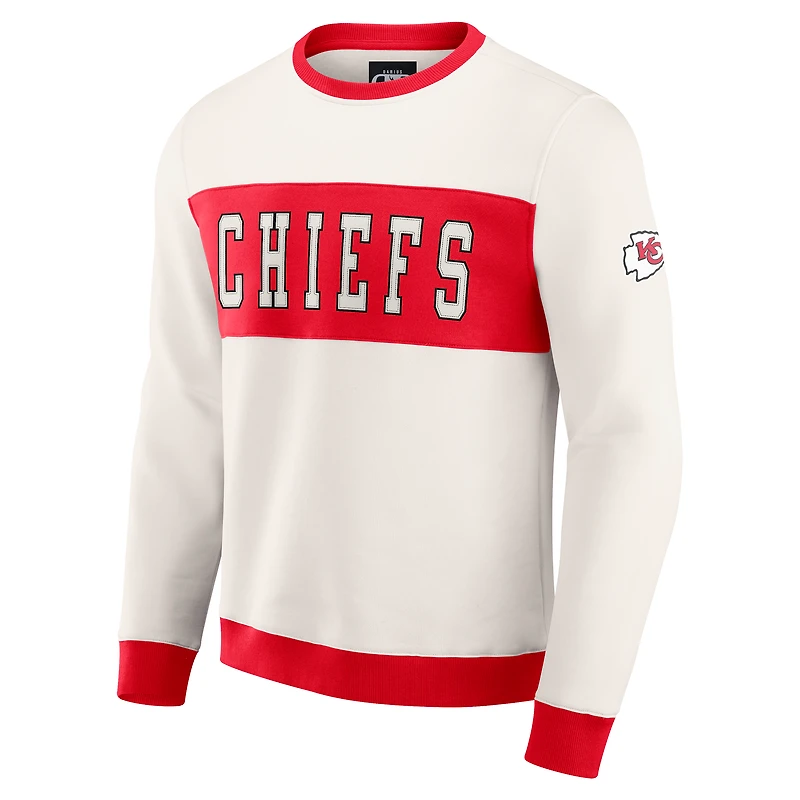 Men's Darius Rucker Collection by Fanatics  Cream Kansas City Chiefs Colorblock Crewneck Sweatshirt