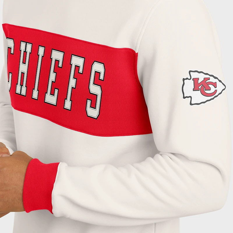 Men's Darius Rucker Collection by Fanatics  Cream Kansas City Chiefs Colorblock Crewneck Sweatshirt