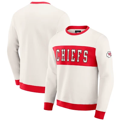 Men's Darius Rucker Collection by Fanatics  Cream Kansas City Chiefs Colorblock Crewneck Sweatshirt