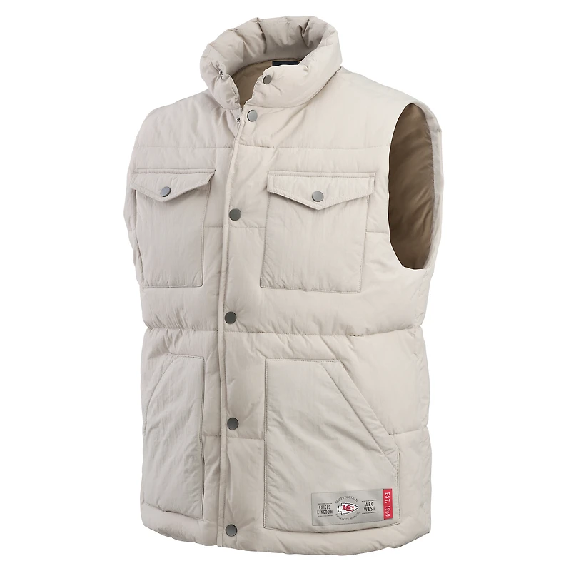 Gilet matelassé à boutons-pression pour homme de la collection Darius Rucker Fanatics, couleur crème, Kansas City Chiefs
