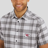 Men's Darius Rucker Collection by Fanatics Gray Kansas City Chiefs Team Plaid Short Sleeve Full-Snap Shirt