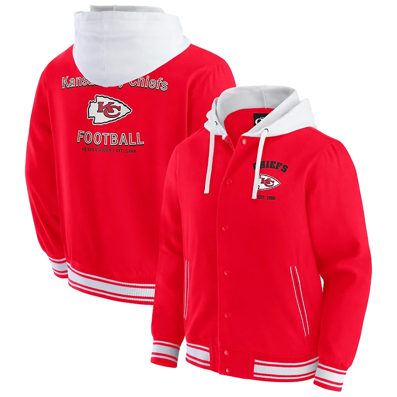 Veste à capuche boutons-pression complète pour homme de la collection Darius Rucker Fanatics, rouge, Kansas City Chiefs