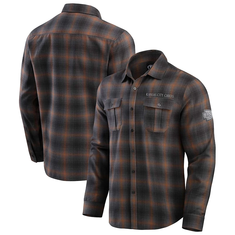 Chemise boutonnée à manches longues classique en flanelle pour homme de la collection Darius Rucker Fanatics Tan Kansas City Chiefs