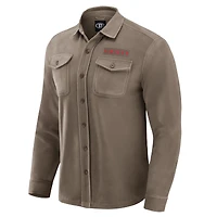 Chemise boutonnée confortable en polaire marron clair des Kansas City Chiefs pour homme de la collection Darius Rucker par Fanatics
