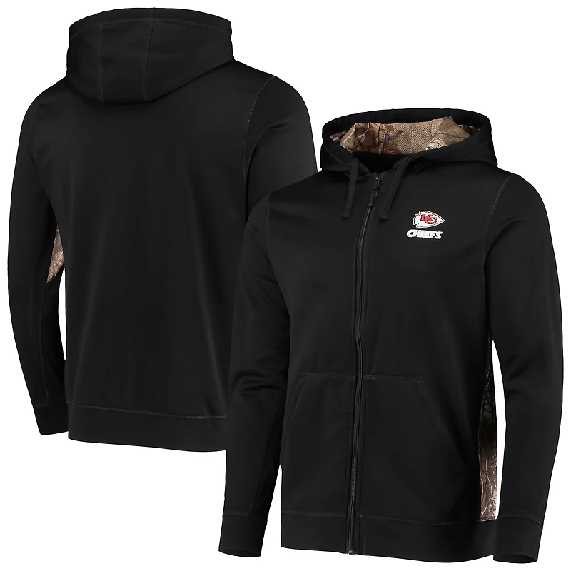 Sweat à capuche zippé Dunbrooke noir/camouflage Realtree Kansas City Chiefs Decoy Tech Fleece pour homme