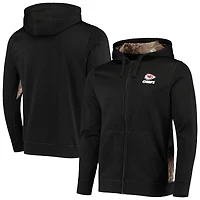 Sweat à capuche zippé Dunbrooke noir/camouflage Realtree Kansas City Chiefs Decoy Tech Fleece pour homme