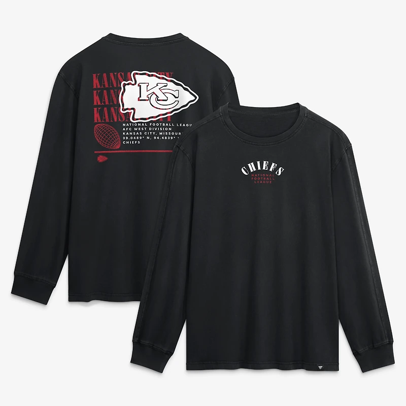 Men's Fanatics Black Kansas City Chiefs Fullback Drive Relaxed Fit Long Sleeve T-Shirt
