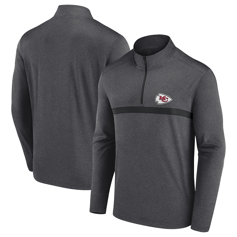 Pull à fermeture éclair quart de tour Fanatics pour homme, couleur charbon, Kansas City Chiefs