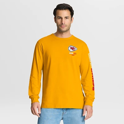 T-shirt à manches longues Fanatics Gold pour homme, motif horloge et héritage des Chiefs de Kansas City