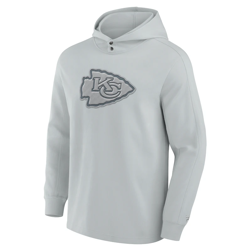 Men's Fanatics Gray Kansas City Chiefs Elements Blaze Tri-Blend Long Sleeve Hoodie T-Shirt