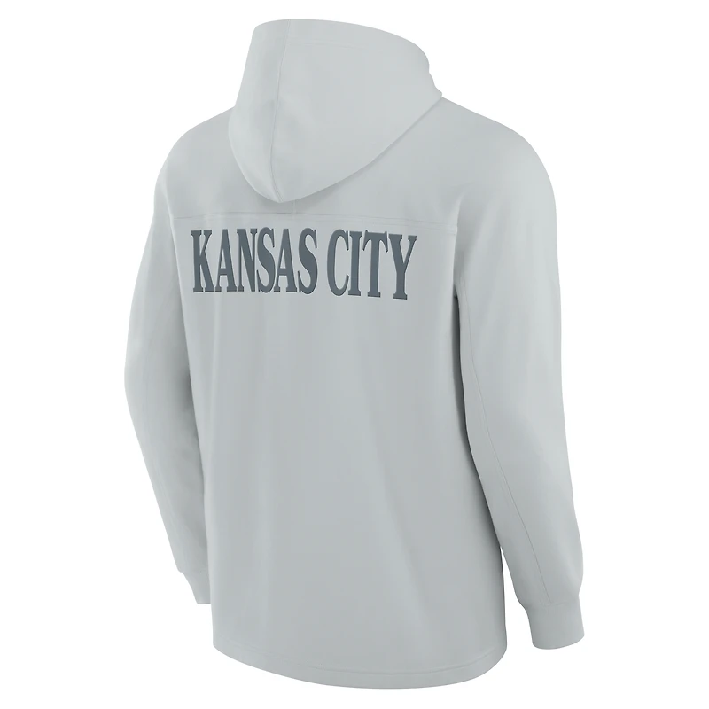 Men's Fanatics Gray Kansas City Chiefs Elements Blaze Tri-Blend Long Sleeve Hoodie T-Shirt