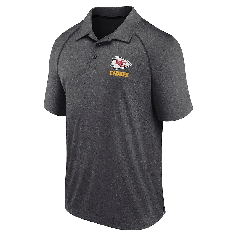 Polo raglan Making Waves pour homme Fanatics Heather Charcoal Kansas City Chiefs