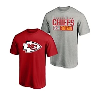 Men's Fanatics  Heather Gray/Red Kansas City Chiefs Big & Tall 2-Pack T-Shirt Set