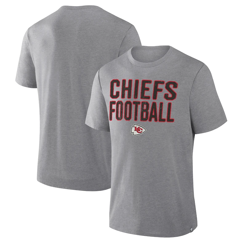 Men's Fanatics Heather Gray Kansas City Chiefs First Down Tribute Tri-Blend T-Shirt